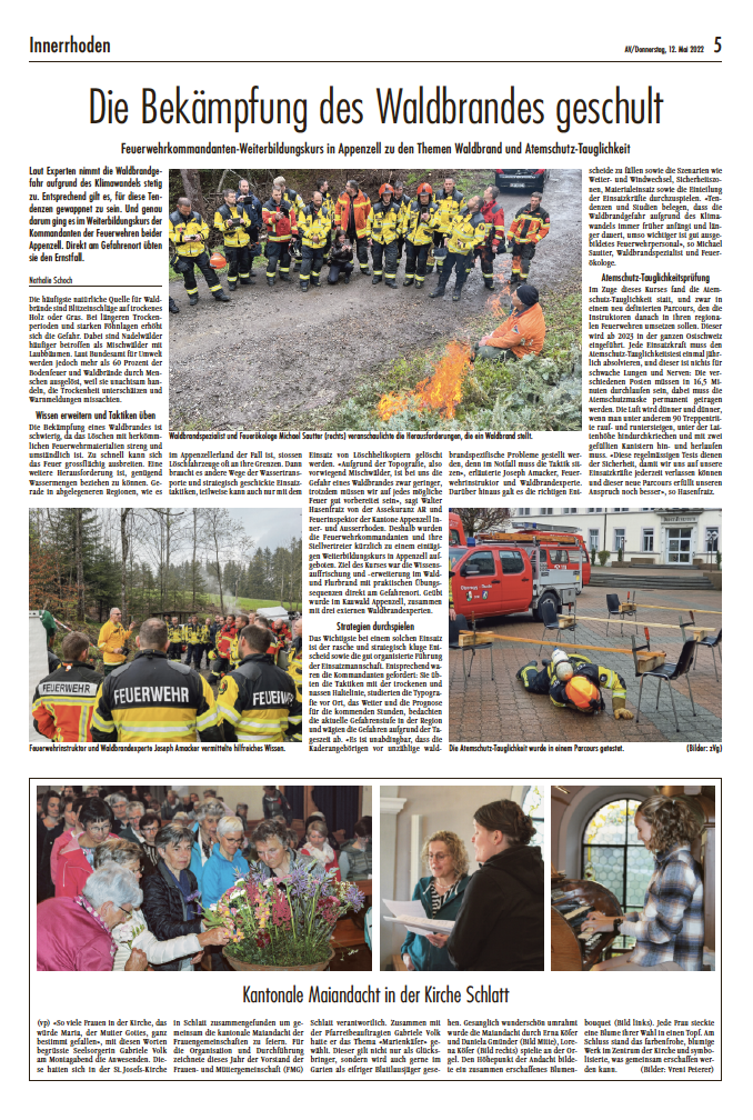 Assekuranz AR: Medienarbeit Waldbrand